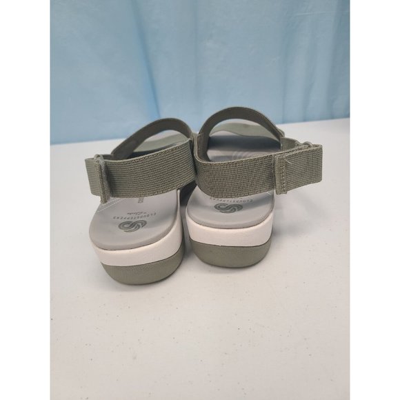 Clarks Womens Arla Jacory Sandal Size 7 Wedge Elastic Slingback Olive Washable - Picture 3 of 7